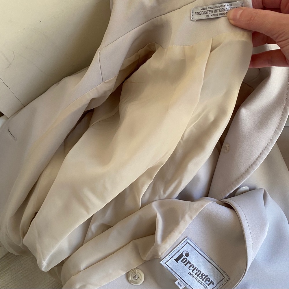 Vintage 90s 8 Waterproof Midi Rain Coat Cream - Picture 6 of 8